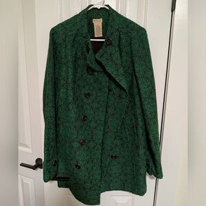 Anthropology Green Patterned Women's Coat